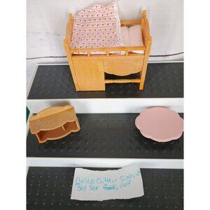 Calico Critters Sister Loft Bed Set Pink coffee Table,  Shelf Doll House Furnitu